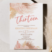 Dertien Boho Roze Bloemen 13e Verjaardagsfeest Kaart