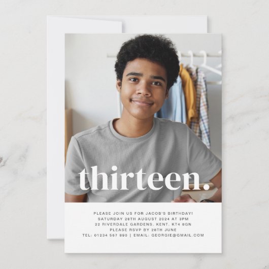 Dertien foto-avenduitnodiging kaart (Voorkant)