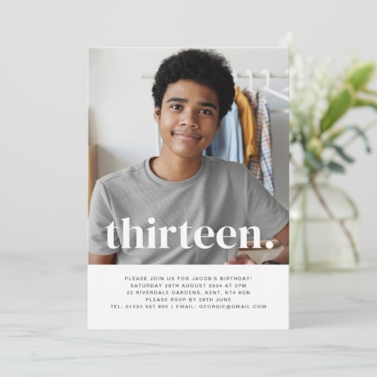 Dertien foto-avenduitnodiging kaart (Staand voorkant)