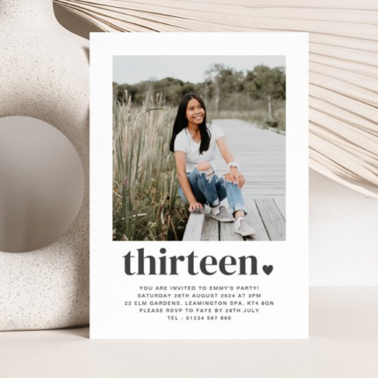 Dertien hart - vierkant foto - uitnodiging op zate