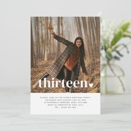 Dertien hartfoto van geboorte kaart (Staand voorkant)