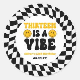 Dertien Is Een Sfeer Retro 13e Verjaardagsfeestje Ronde Sticker