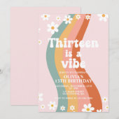 Dertien is een Vibe groovy regenboog 13e verjaarda Kaart (Voorkant / Achterkant)