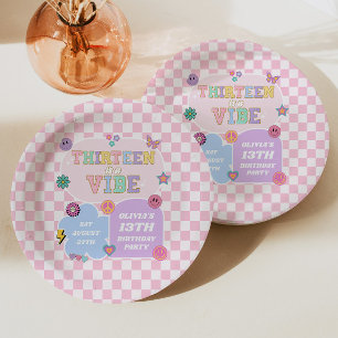 Dertien Is Een Vibe Preppy Patch 13e Verjaardagsfe Papieren Bordje