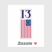Dertien koloniën Betsy Ross-vlag Sticker (Vel)