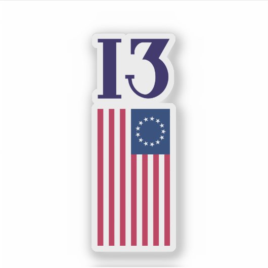 Dertien koloniën Betsy Ross-vlag Sticker (Voorkant)