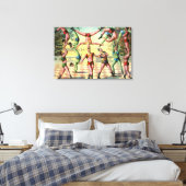 Dertien Mannen doen acrobatiek Canvas Afdruk (Insitu (Slaapkamer))