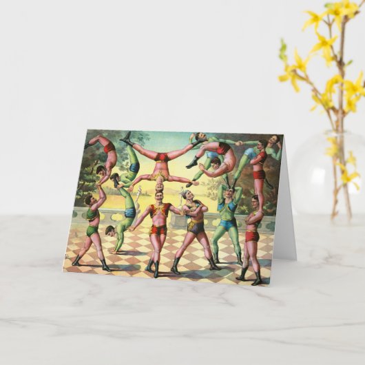 Dertien Mannen doen acrobatiek Kaart (Gele Bloem)