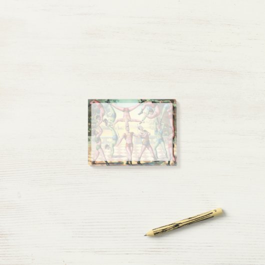 Dertien Mannen doen acrobatiek Post-it® Notes (Op bureau)