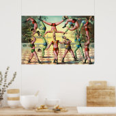 Dertien Mannen doen acrobatiek Poster (Keuken)