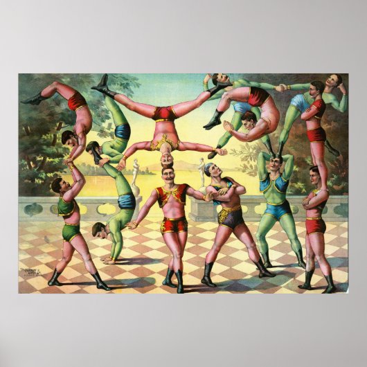 Dertien Mannen doen acrobatiek Poster (Voorkant)