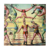 Dertien Mannen doen acrobatiek Tegeltje (Voorkant)