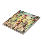 Dertien Mannen doen acrobatiek Tegeltje (Zijkant)