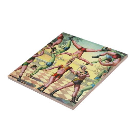 Dertien Mannen doen acrobatiek Tegeltje (Zijkant)