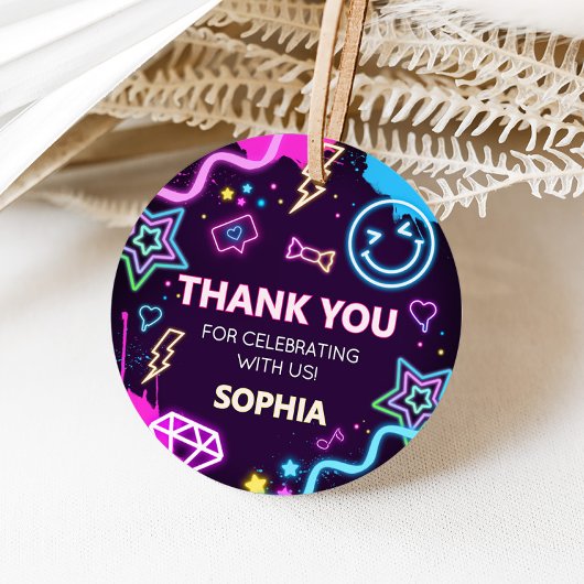 Dertien Neon Tiener Verjaardag Party Ronde Bedankjes Labels