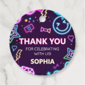 Dertien Neon Tiener Verjaardag Party Ronde Bedankjes Labels (Voorkant)