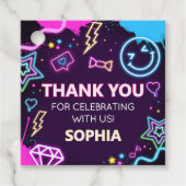 Dertien Neon Tiener Verjaardag Party Square Bedankjes Labels (Voorkant)