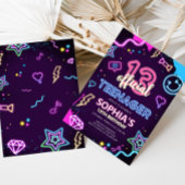 Dertien Neon Tiener Verjaardagsfeest Kaart