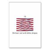 Dertien rode en witte strepen nummer flashcards kaart (Achterkant)