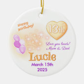 Dertien tiener Ronde 13e Verjaardag Meisje Keramisch Ornament (Voorkant)