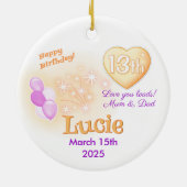 Dertien tiener Ronde 13e Verjaardag Meisje Keramisch Ornament (Achterkant)