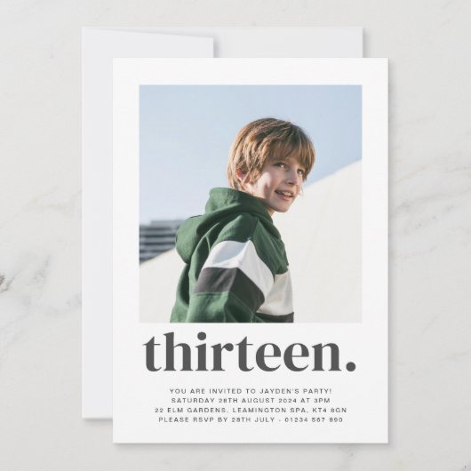 Dertien vierkant Foto eerste uitnodiging op vrijda (Voorkant)