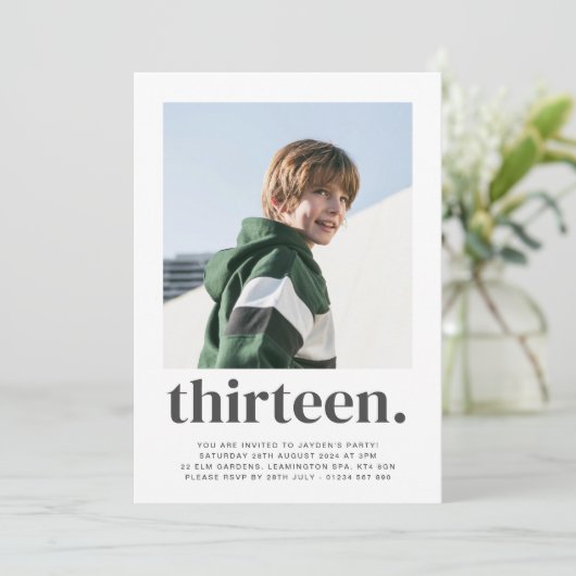 Dertien vierkant Foto eerste uitnodiging op vrijda (Staand voorkant)