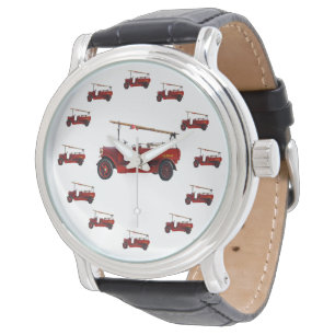Dertien  vrachtwagens voor de rode brand. horloge