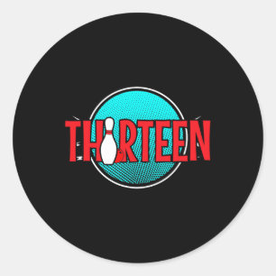 Dertiende Bowling Verjaardag 13 Jaar Oude Jongen V Ronde Sticker