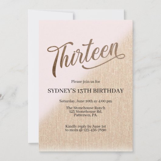 Dertiende verjaardag, blozen en goud, tienerjaren (Voorkant)