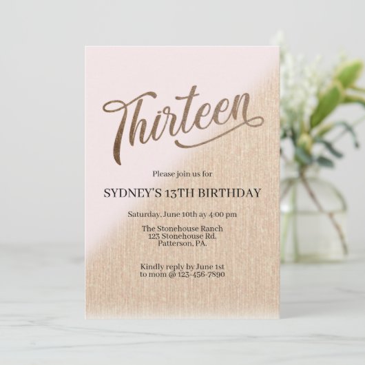 Dertiende verjaardag, blozen en goud, tienerjaren (Staand voorkant)