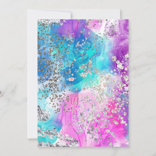 Dertiende verjaardag uitnodiging Cool Neon Glitter (Achterkant)