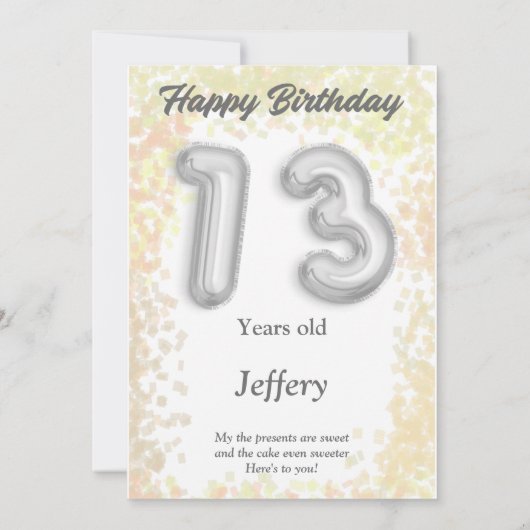 Dertienjarige Happy Birthday-kaart (Achterkant)