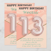 Dertienjarige meisjes Happy Birthday-kaart (Voorkant / Achterkant)