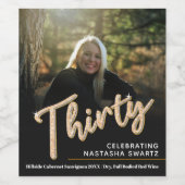 Dertig 30e geboortedag fotoscript glitter gold wijn etiket (Enkel label)