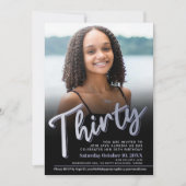 Dertig 30e verjaardag foto script zilveren kleur kaart (Voorkant)