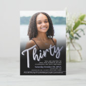 Dertig 30e verjaardag foto script zilveren kleur kaart (Staand voorkant)
