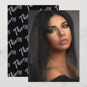 Dertig 30e verjaardag foto script zwart zilver kaart (Voorkant / Achterkant)