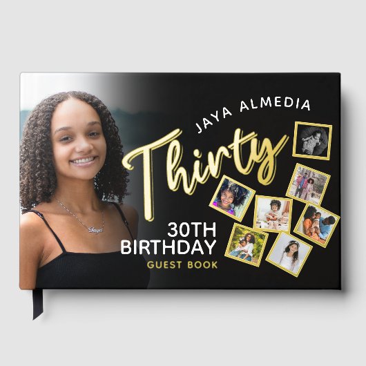 Dertig 30e verjaardag foto's zwart goud gastenboek (Voorkant)