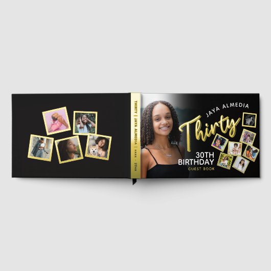 Dertig 30e verjaardag foto's zwart goud gastenboek (Volledig)