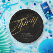 Dertig 30e verjaardag Gold Black Stylish Confetti Papieren Bordje (Feest)