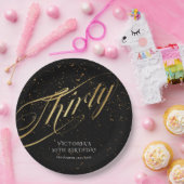 Dertig 30e verjaardag Gold Black Stylish Confetti Papieren Bordje (Feest)