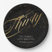 Dertig 30e verjaardag Gold Black Stylish Confetti Papieren Bordje (Voorkant)