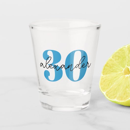 Dertig 30e verjaardag leeftijd modern script shot glas (Voorkant)