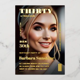 Dertig 30e verjaardag magazine Elegant Modern Goud Folie Uitnodiging
