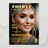 Dertig 30e verjaardag magazine Elegant Modern Goud Folie Uitnodiging (Voorkant)