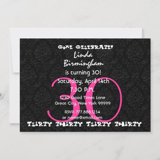 Dertig 30e verjaardag van de roze en zwarte partij kaart (Achterkant)