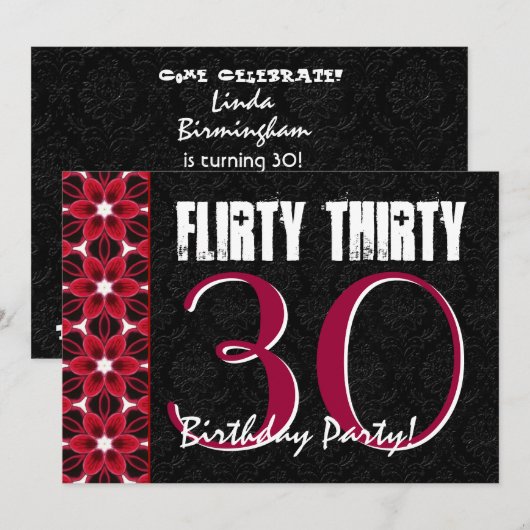 Dertig 30e verjaardag van de roze en zwarte partij kaart (Voorkant / Achterkant)