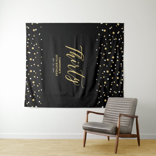 Dertig | 30e verjaardag van Gold en Black Wandkleed (In Situ (horizontaal))