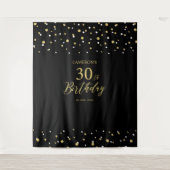 Dertig | 30e verjaardag van Gold en Black Wandkleed (Voorkant)